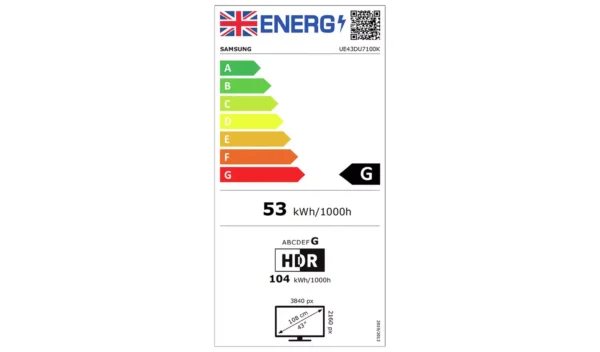 Samsung 43 Inch UE43DU7100KXXU Smart 4K UHD HDR LED TV - Image 11