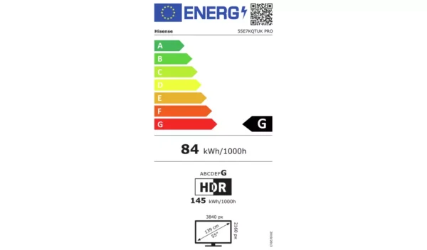 Hisense 55Inch 55E7KQTUK PRO Smart 4K HDR QLED Freeview TV - Image 13