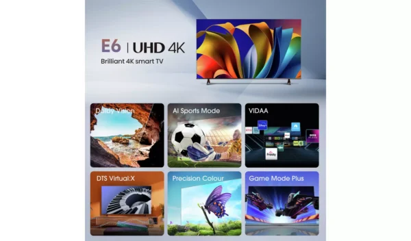 Hisense 43 Inch 43E6NTUK Smart 4K UHD HDR LED Freely TV - Image 3