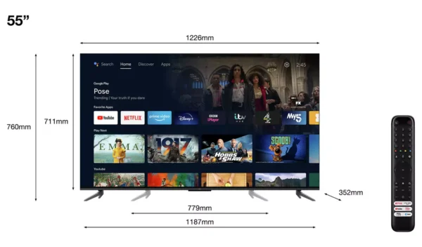 TCL 55 Inch 55C645K Smart 4K Ultra HD HDR QLED Android TV - Image 4