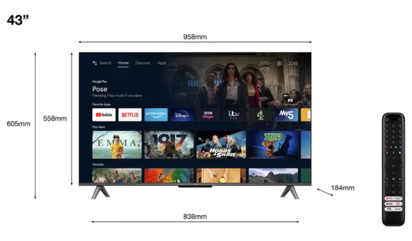 TCL 43 Inch 43C645K Smart 4K Ultra HD HDR QLED Android TV - Image 9