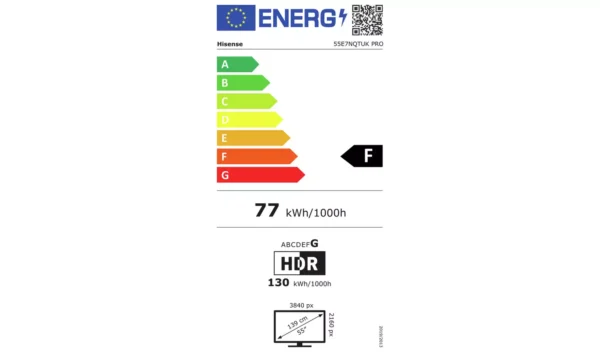 Hisense 55 In 55E7NQTUK Pro Smart 4K UHD HDR QLED Freely TV - Image 8