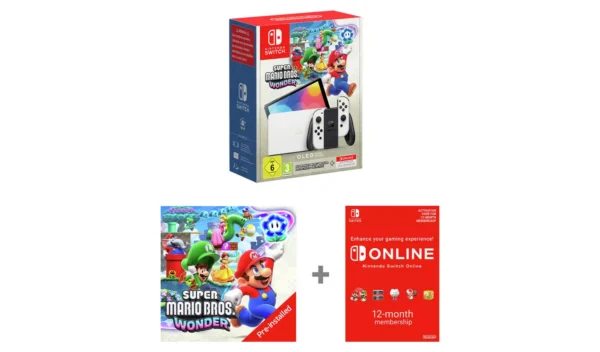 Nintendo Switch OLED Super Mario Bros. Wonder Bundle - White - Image 9