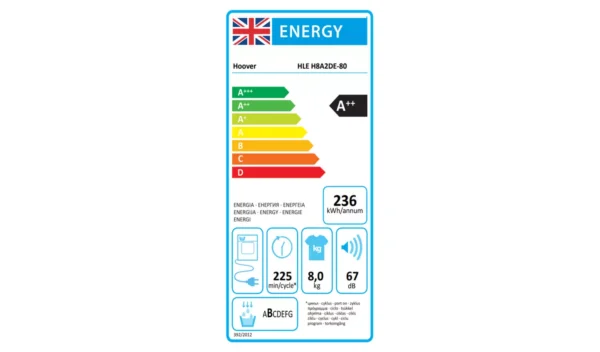 Hoover HLE H8A2DE 80 8KG Heat Pump Tumble Dryer - White - Image 10