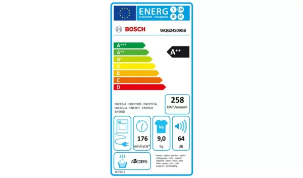 Bosch WQG24509GB 9KG Heat Pump Tumble Dryer - White - Image 10