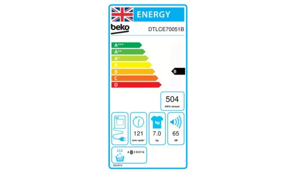 Beko DTLCE70051B 7KG Condenser Tumble Dryer - Black - Image 3