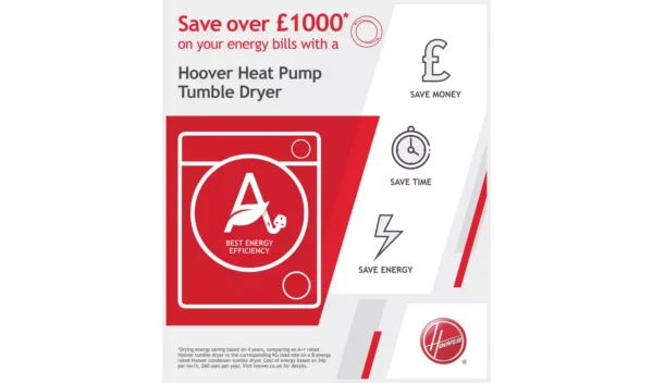 Hoover HLE H8A2DE 80 8KG Heat Pump Tumble Dryer - White - Image 3