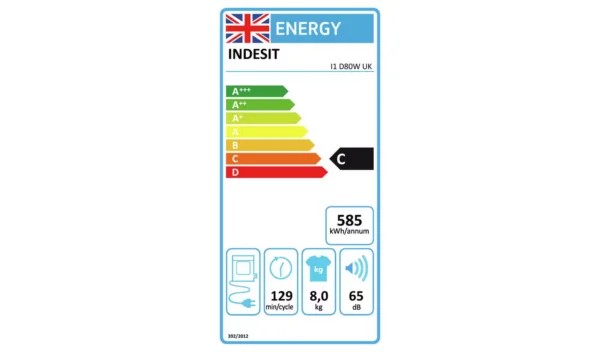 Indesit I1D80WUK 8KG Vented Tumble Dryer - White - Image 4