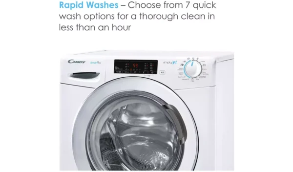 Candy CS 149TW4/1-80 9KG 1400 Spin Washing Machine - White - Image 5