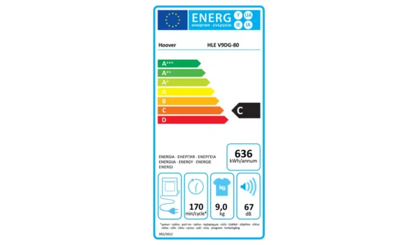 Hoover HLE V9DG 80 9KG Vented Tumble Dryer - White - Image 6