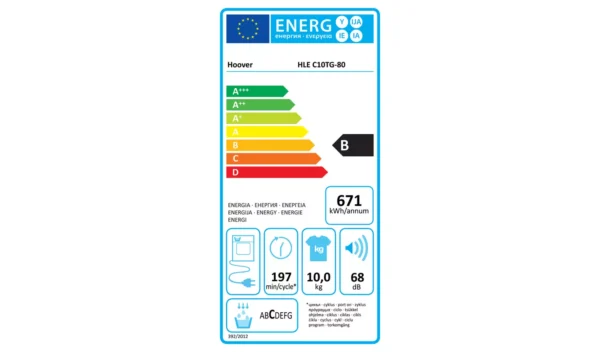 Hoover HLE C10TG 80 10KG Condenser Tumble Dryer - White - Image 6