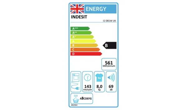 Indesit I2D81WUK 8KG Condenser Tumble Dryer - White - Image 6