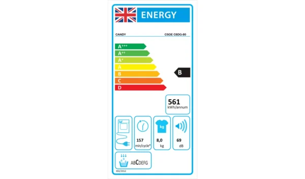 Candy CSOE C8DG-80 8KG Condenser Tumble Dryer - White - Image 6