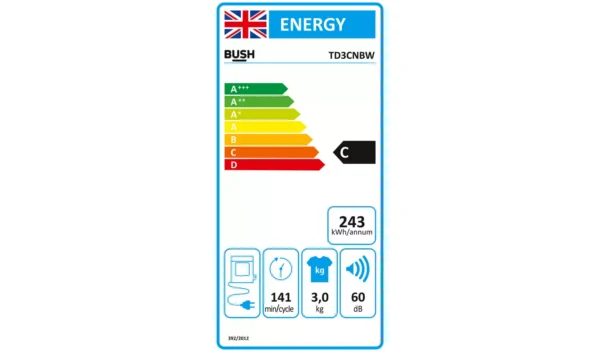 Bush TD3CNBW 3KG Vented Tumble Dryer - White - Image 7