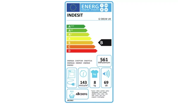 Indesit I2D81WUK 8KG Condenser Tumble Dryer - White - Image 7