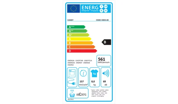 Candy CSOE C8DG-80 8KG Condenser Tumble Dryer - White - Image 7