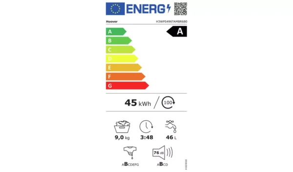 Hoover H3WPS496TAMBR680 9KG 1400 Washing Machine - Graphite - Image 7