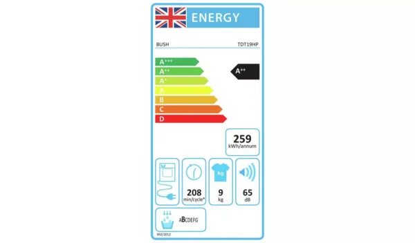 Bush TDT19HP 9KG Heat Pump Tumble Dryer - White - Image 8