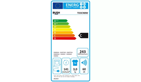 Bush TD3CNBW 3KG Vented Tumble Dryer - White - Image 8