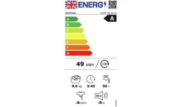 Hotpoint NSWM946BSUK 9KG 1400 Spin Washing Machine - Black - Image 9
