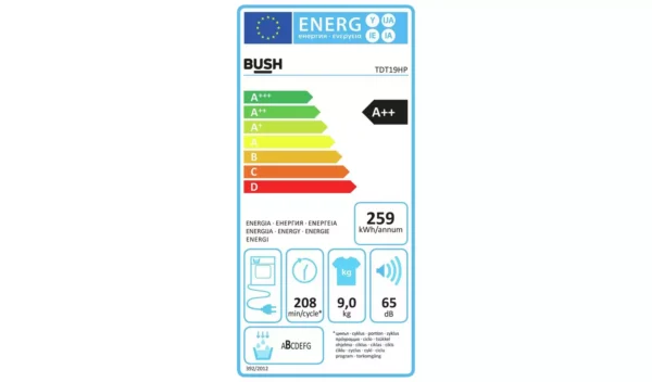 Bush TDT19HP 9KG Heat Pump Tumble Dryer - White - Image 9