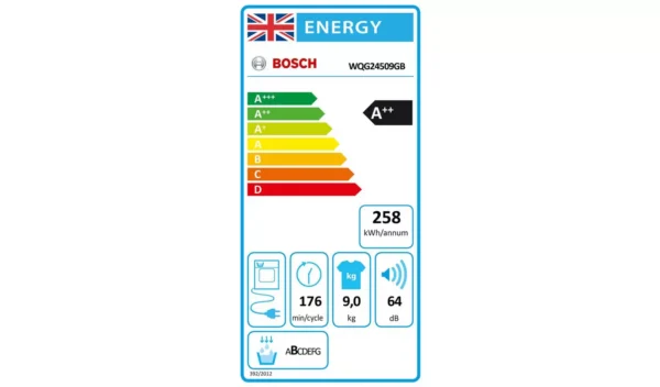Bosch WQG24509GB 9KG Heat Pump Tumble Dryer - White - Image 9