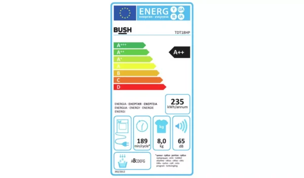 Bush TDT18HP 8KG Heat Pump Tumble Dryer - White - Image 9